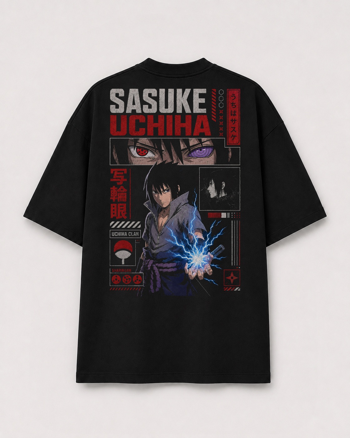 Camiseta Sasuke Uchiha Sharingan e Chidori