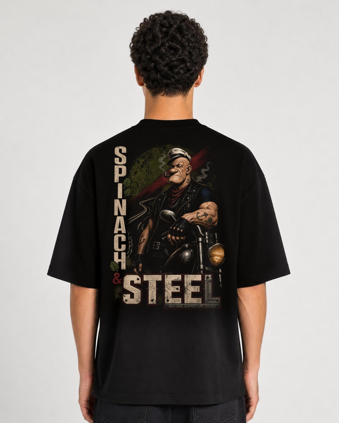 Camiseta Popeye Spinach & Steel Oversize Masculina