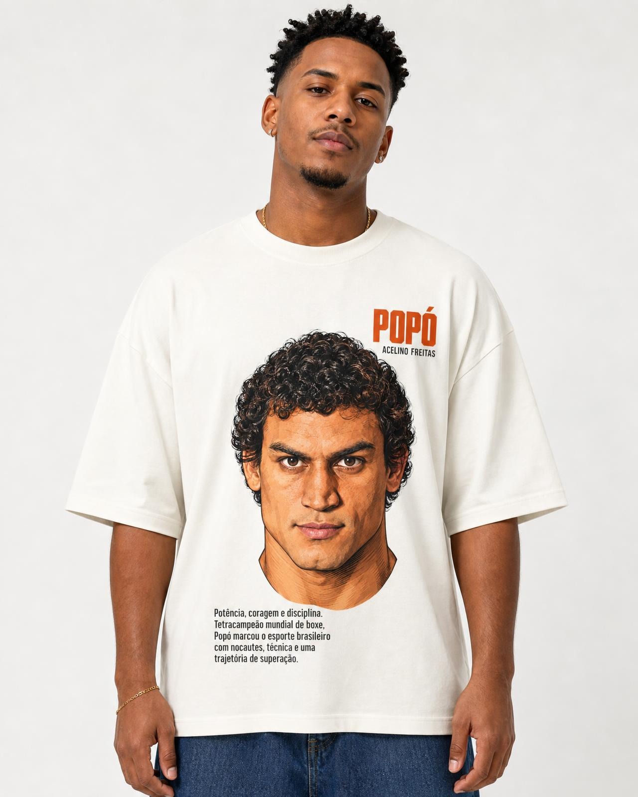 Camiseta Popó Acelino Freitas — Potência, Coragem e Disciplina