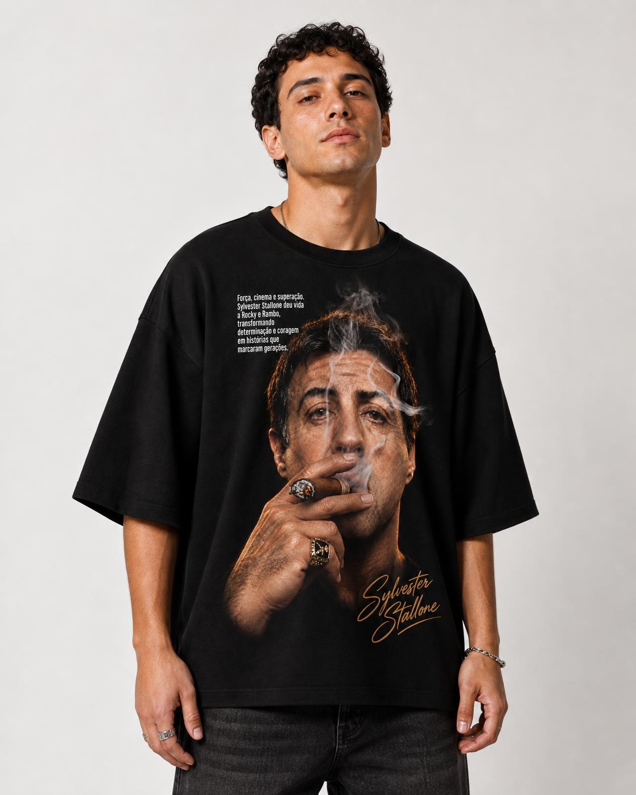 Camiseta Sylvester Stallone Força, Cinema e Superação