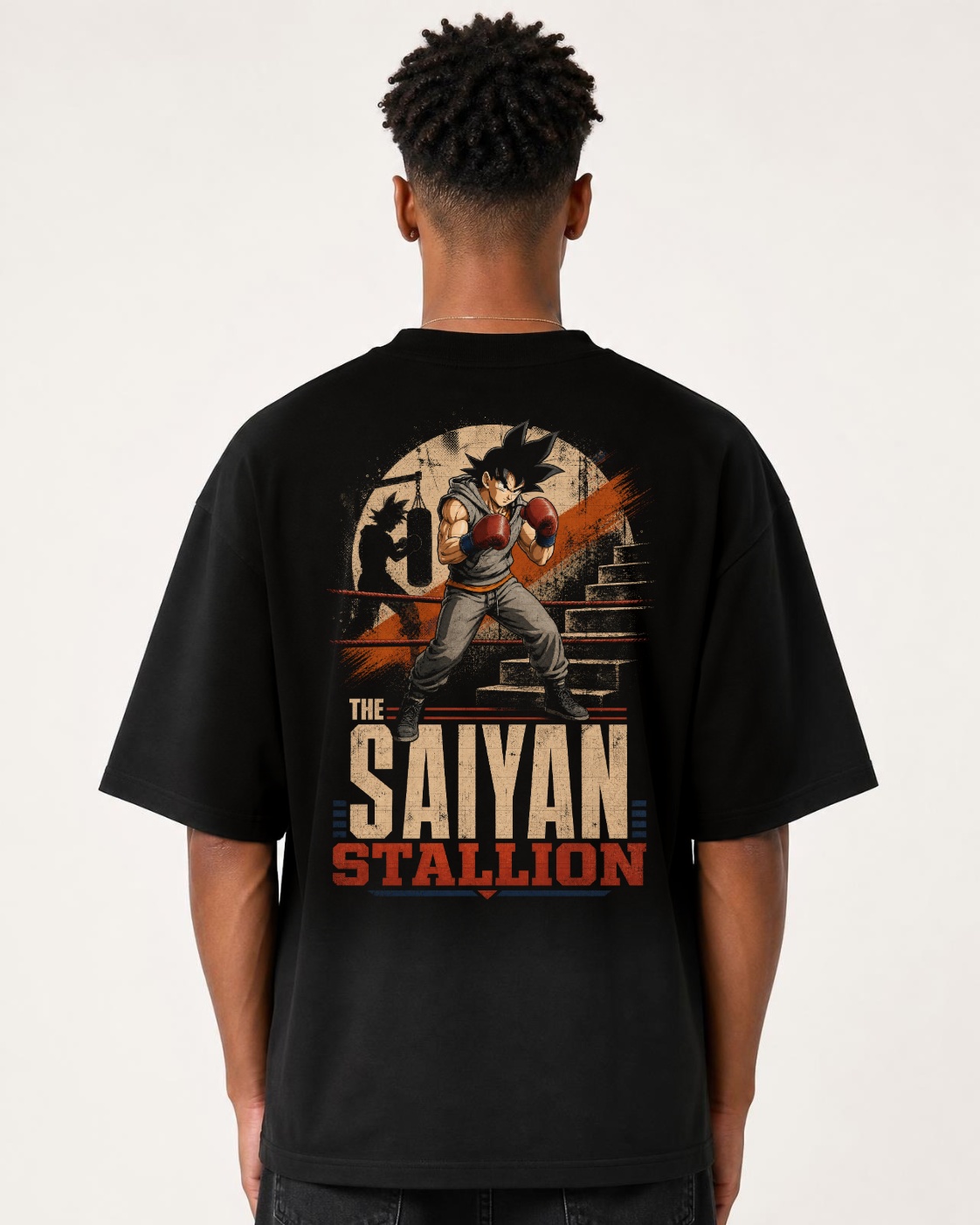 Camiseta Guerreiro Saiyajin The Saiyan Stallion Oversize Masculina