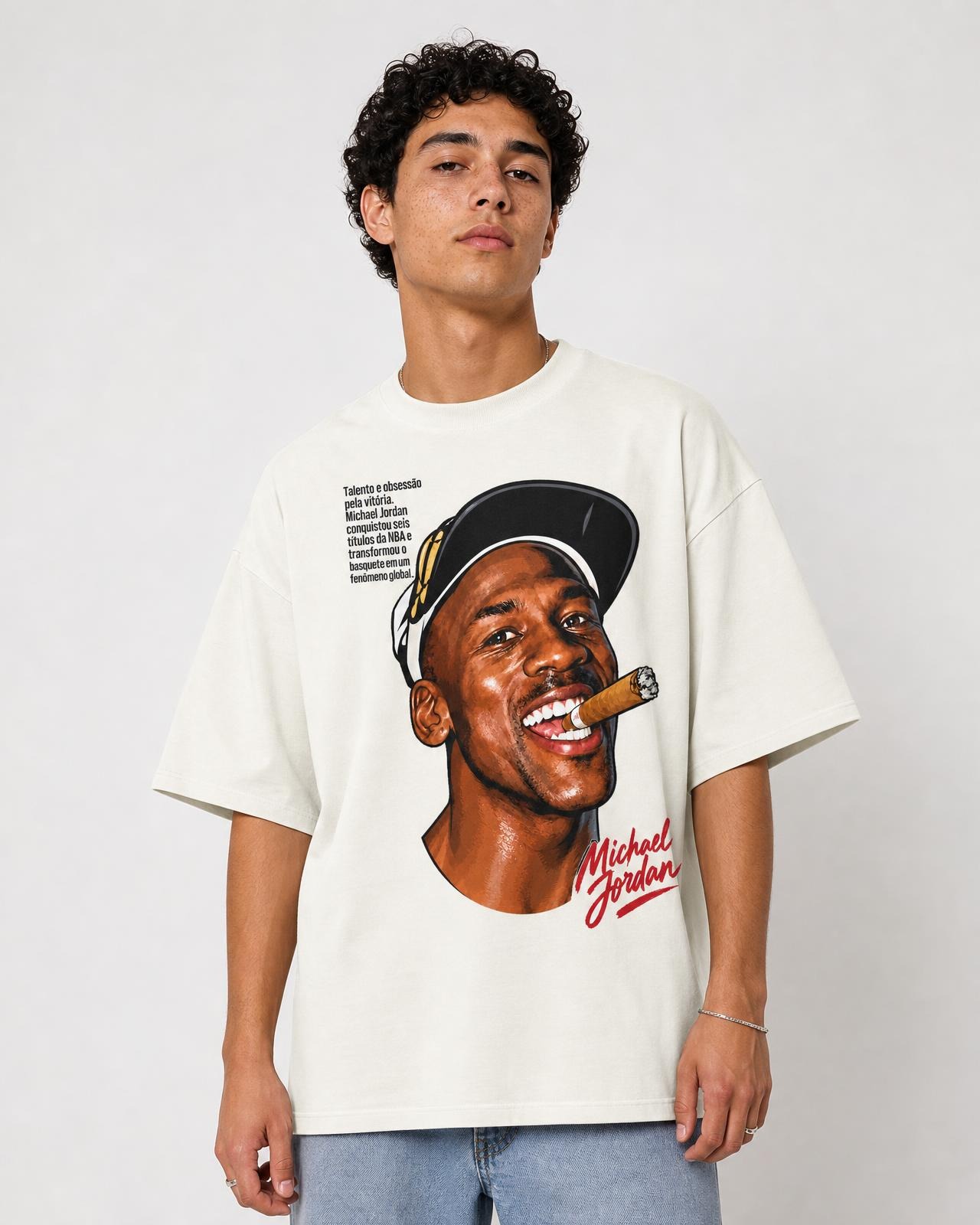 Camiseta Michael Jordan Talento e Obsessão pela Vitória OffWhite