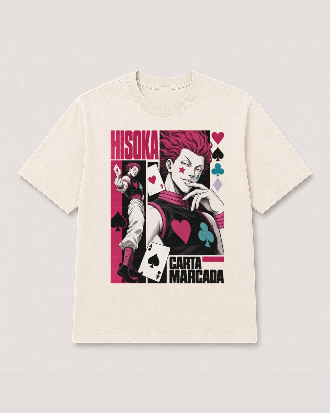 Camiseta Hisoka Carta Marcada — masculina de frente