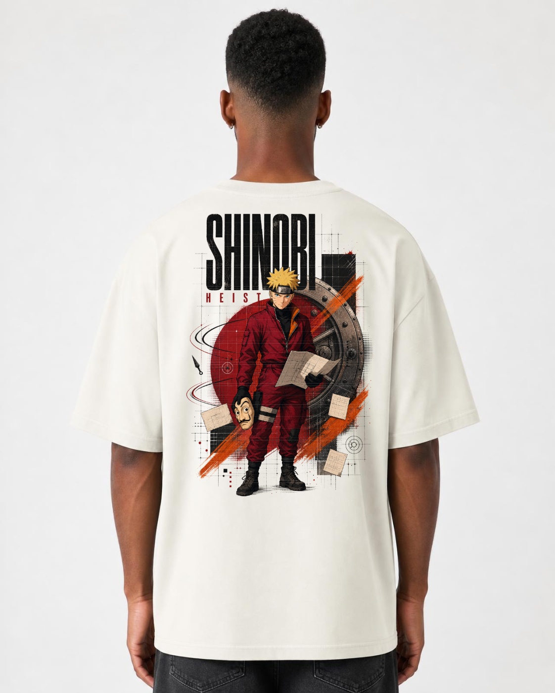 Camiseta Naruto Shinobi Heist Oversize Masculina